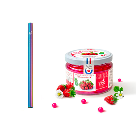 1 pot de 240g de Bubble Tea fraise des bois + 1 paille réutilisable rainbow